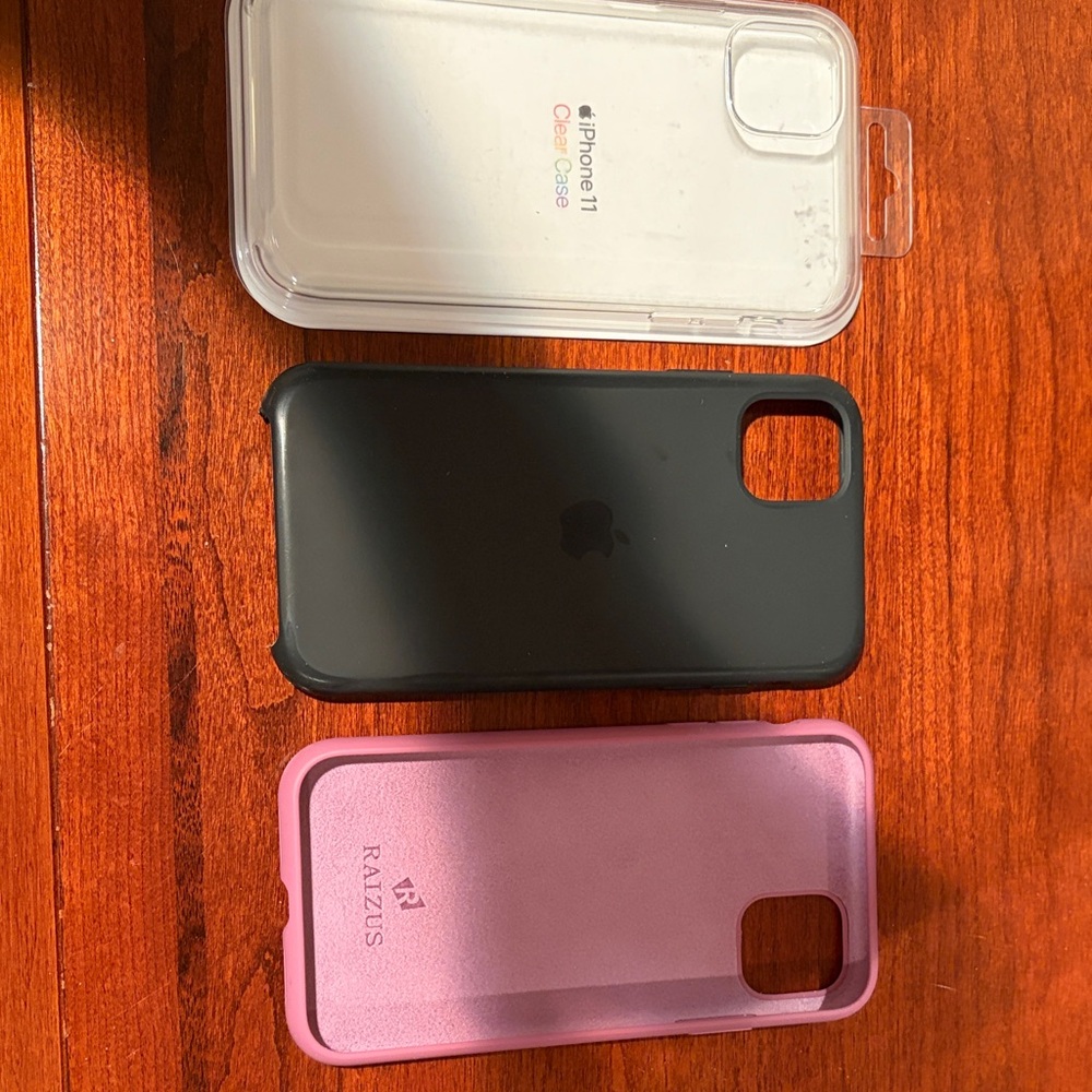 Apple Black, Apple Clear and Raizus Pink Case for iPhone 11